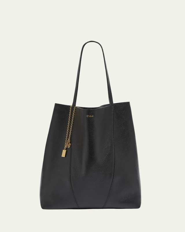 Spin North-South Tote Bag in Leather